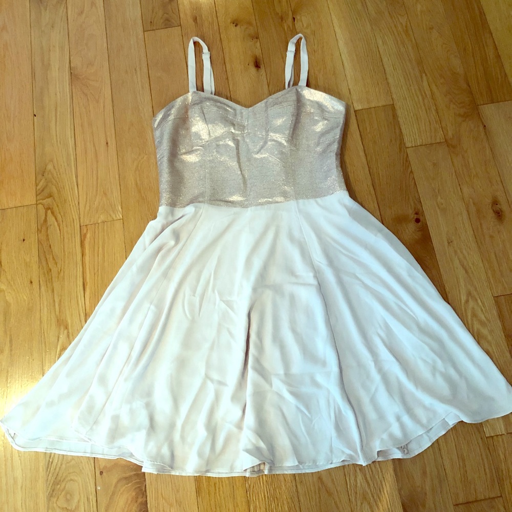 Metallic Rose Gold & Cream Party Dress